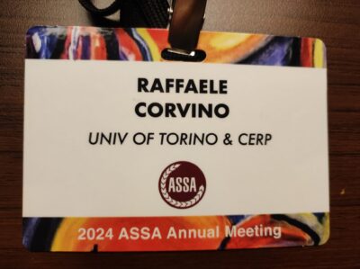 Raffaele Corvino speaker at the ASSA Meetings 2024